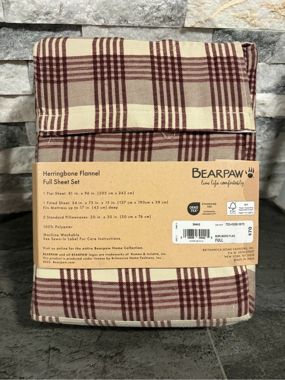 BearPaw Plaid Flannel Sheet Set-Full